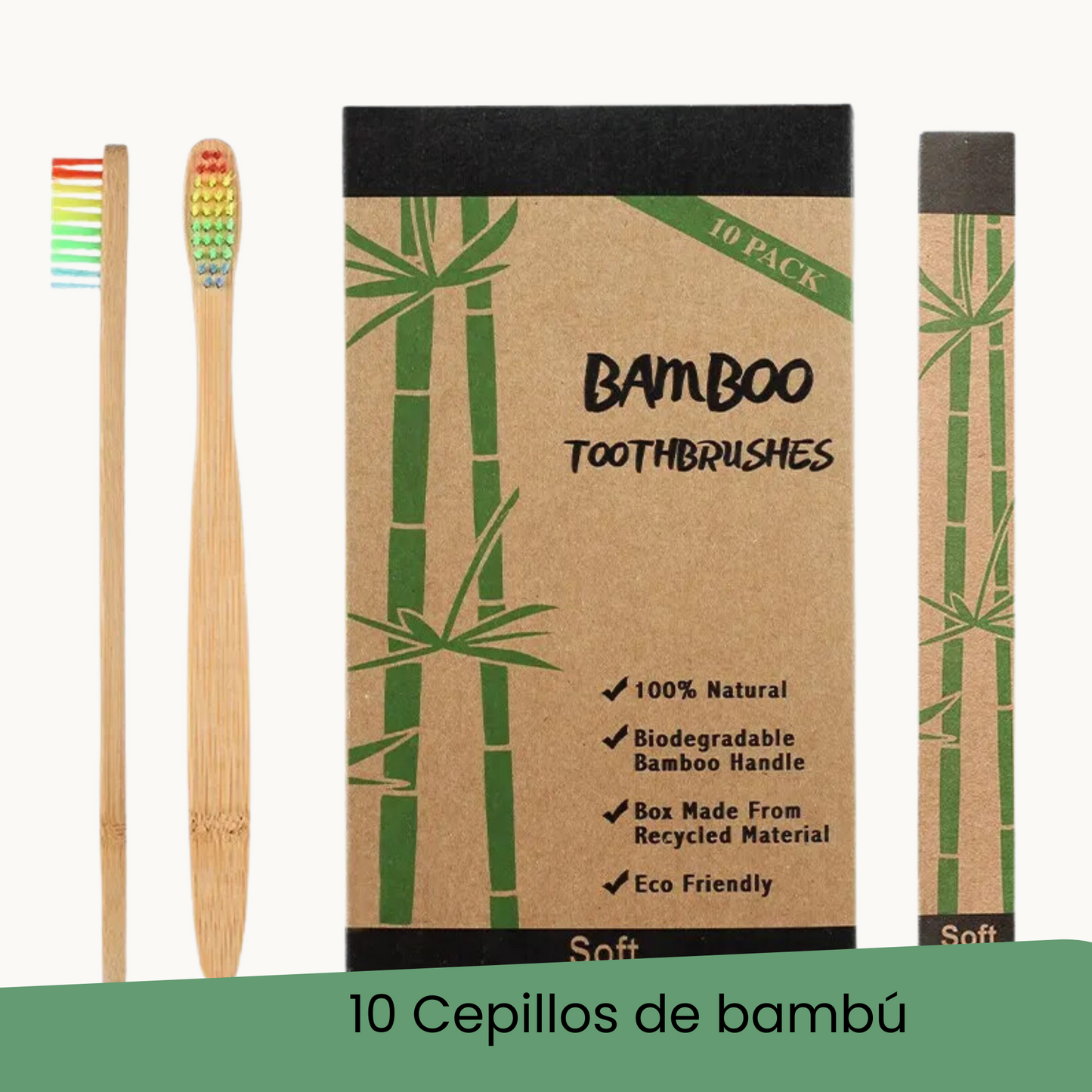 Cepillo de Dientes de Bambú - Set de 10 Cepillos